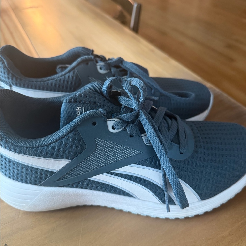 Reebok Slate Blue Mesh Running Shoes with White Stripes
